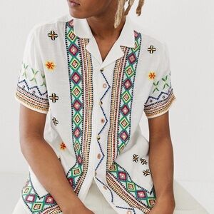 ASOS White Shirt with Colorful Geometric Patterns